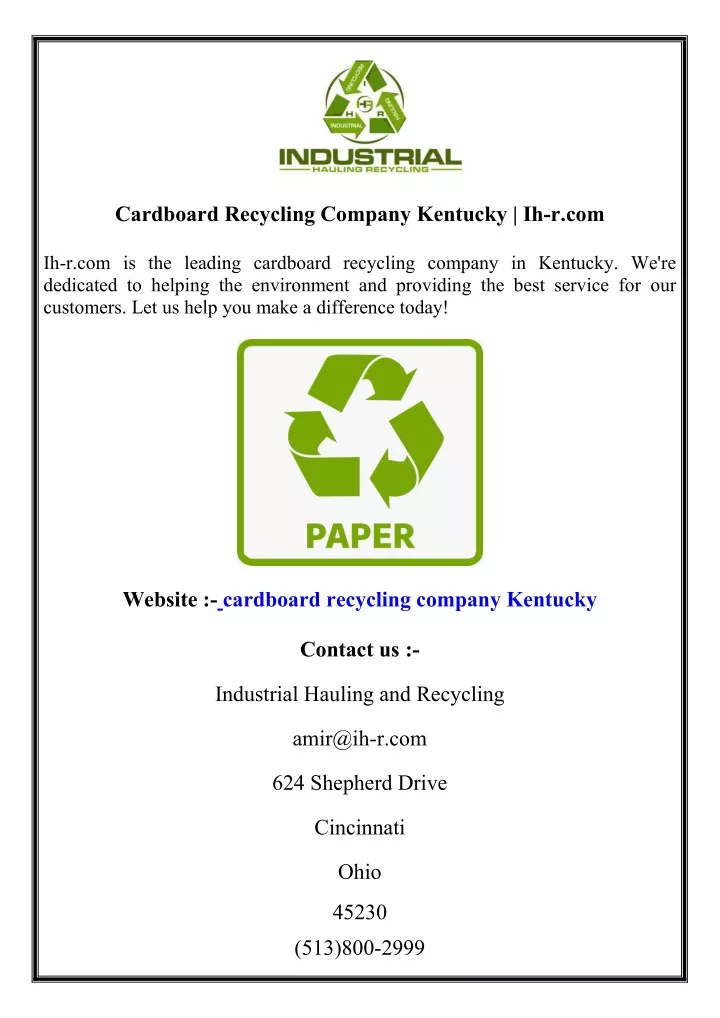 cardboard recycling company kentucky ih r com