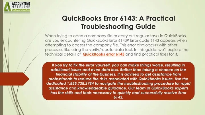 quickbooks error 6143 a practical troubleshooting guide