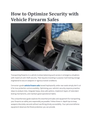 How to Optimize Security with Vehicle Firearm Safes
