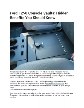 Ford F250 Console Vaults Hidden Benefits You Should Know