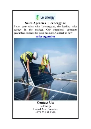 Sales Agencies  Leenergy.ae