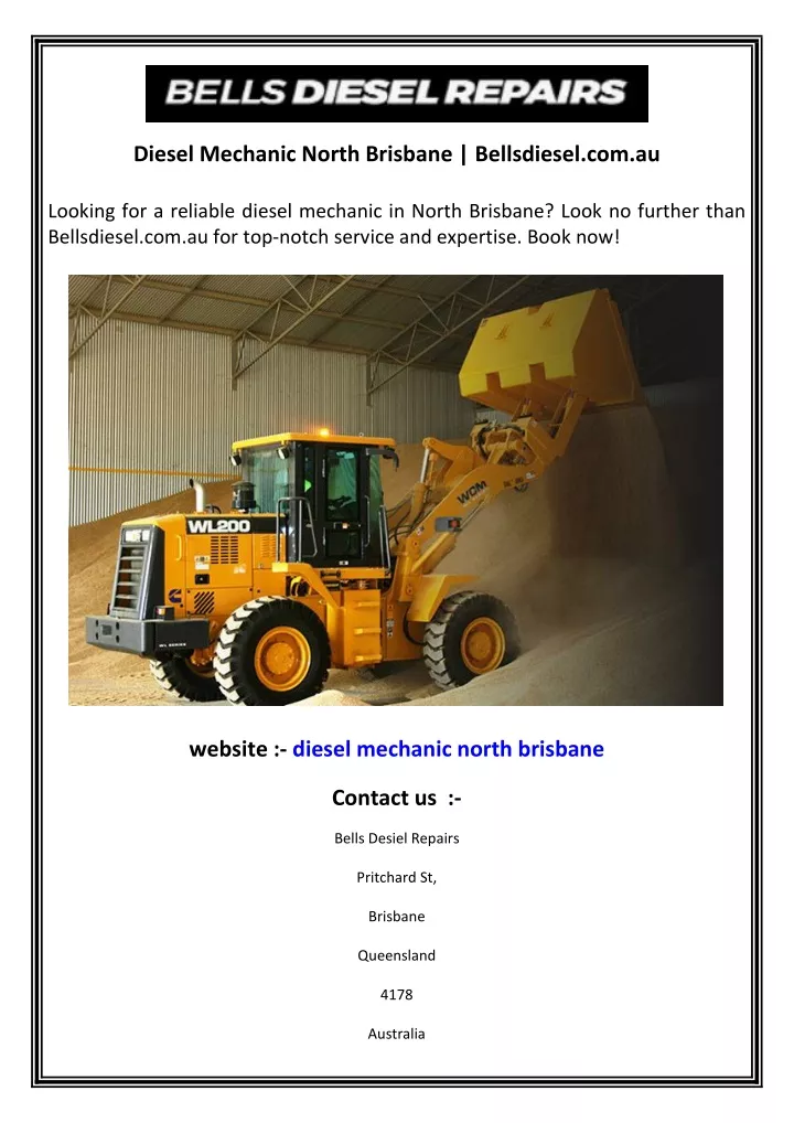 diesel mechanic north brisbane bellsdiesel com au