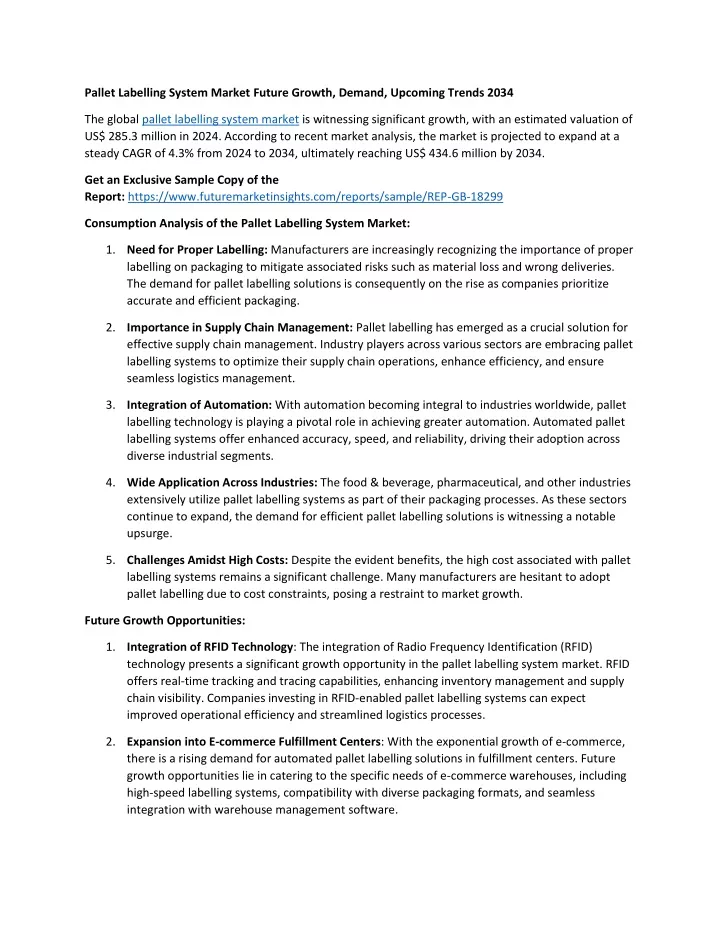 pallet labelling system market future growth