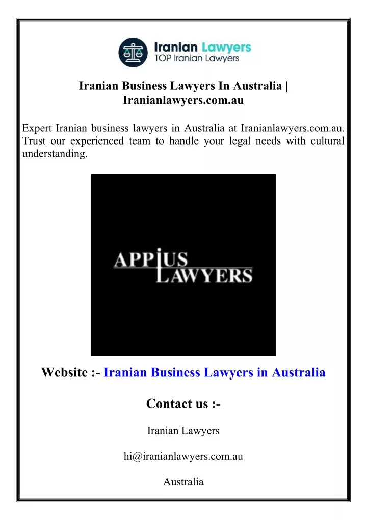 iranian business lawyers in australia