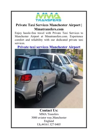 Private Taxi Services Manchester Airport  Mmatransfers.com