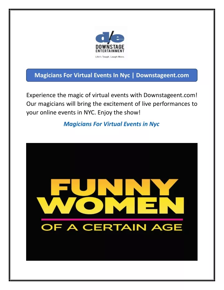 magicians for virtual events in nyc downstageent