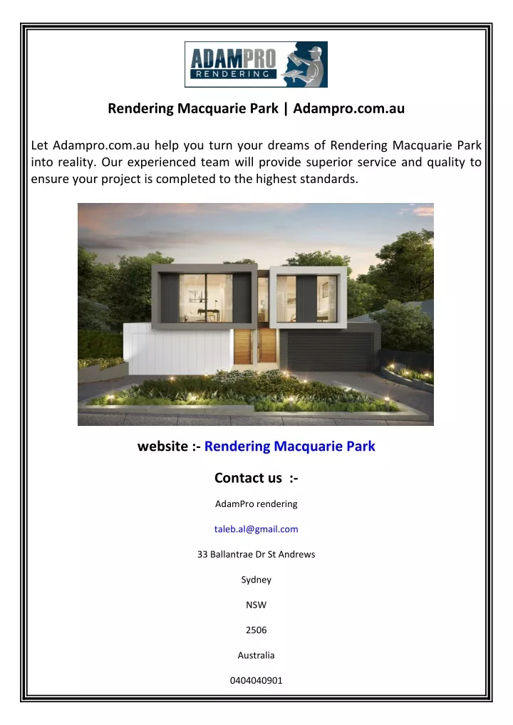 rendering macquarie park adampro com au