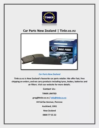 Car Parts New Zealand | Tinkr.co.nz