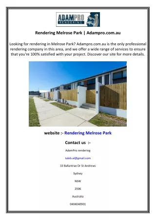 rendering melrose park adampro com au