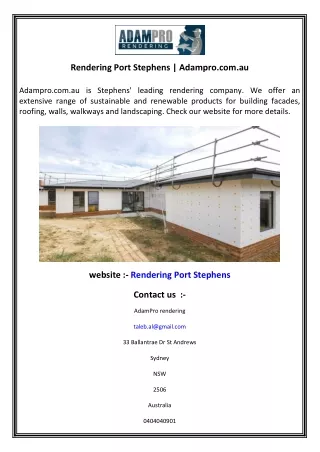 rendering port stephens adampro com au