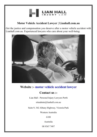 Motor Vehicle Accident Lawyer  Lianhall.com.au