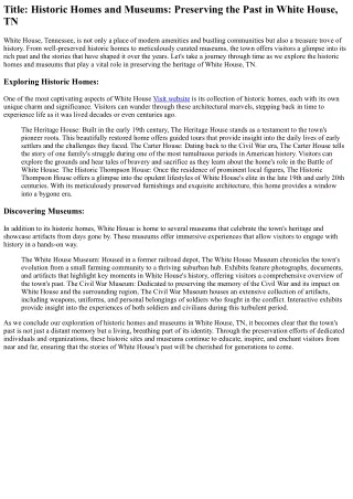 title historic homes and museums preserving