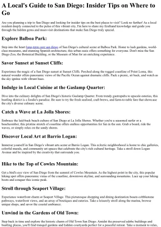 a local s guide to san diego insider tips