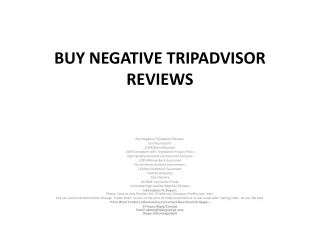 BUY NEGATIVE TRIPADVISOR REVIEWS