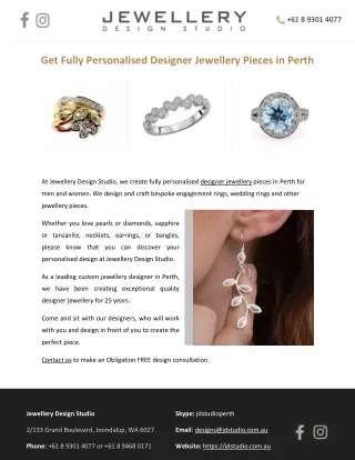 Get Fully Personalised Designer Jewellery Pieces in Perth