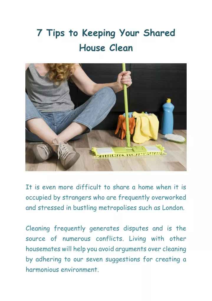 7 tips to keeping your shared house clean