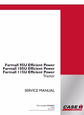 CASE IH Farmall 115U Efficient Power Tractor Service Repair Manual