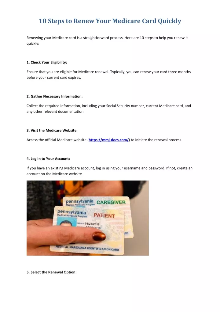 10 steps to renew your medicare card quickly