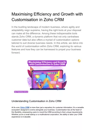 Customisation in Zoho CRM