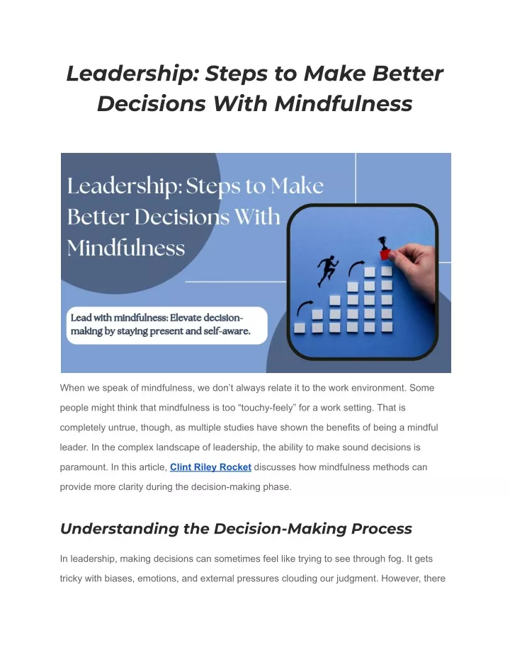 leadership steps to make better decisions with