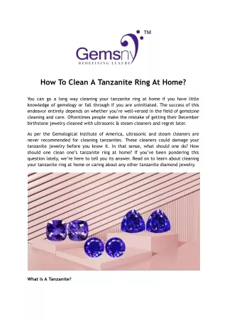 How To Clean A Tanzanite Ring At Home