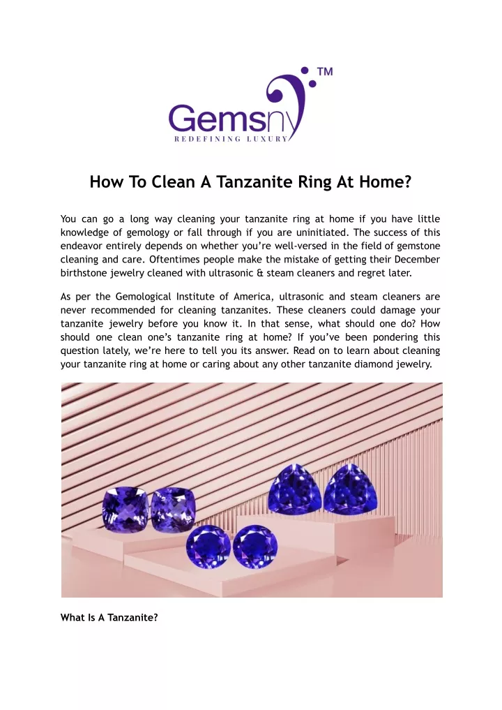 how to clean a tanzanite ring at home