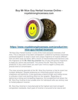 Buy Mr Nice Guy Herbal Incense Online- royalstrongincense.com
