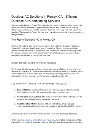 Ductless AC Solutions in Poway, CA - Efficient Ductless Air Conditioning Services