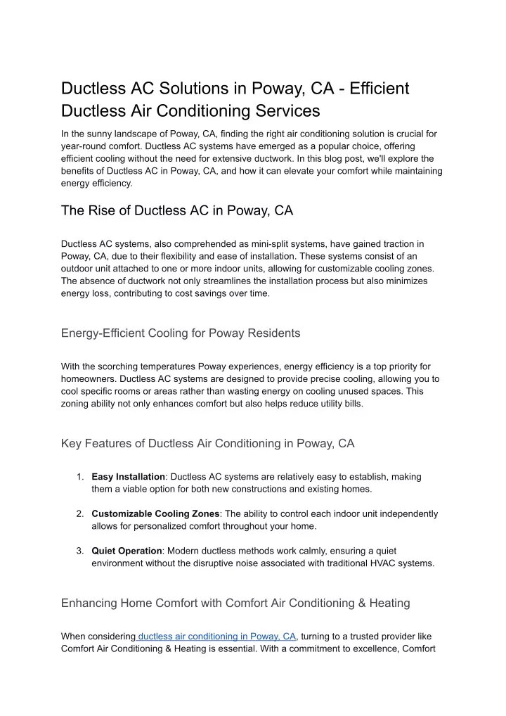 ductless ac solutions in poway ca efficient