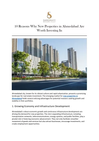 10 Reasons Why New Properties in Ahmedabad Are Worth Investing In