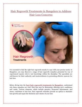 Hair Regrowth Treatments in Bangalore to Address Hair Loss Concerns