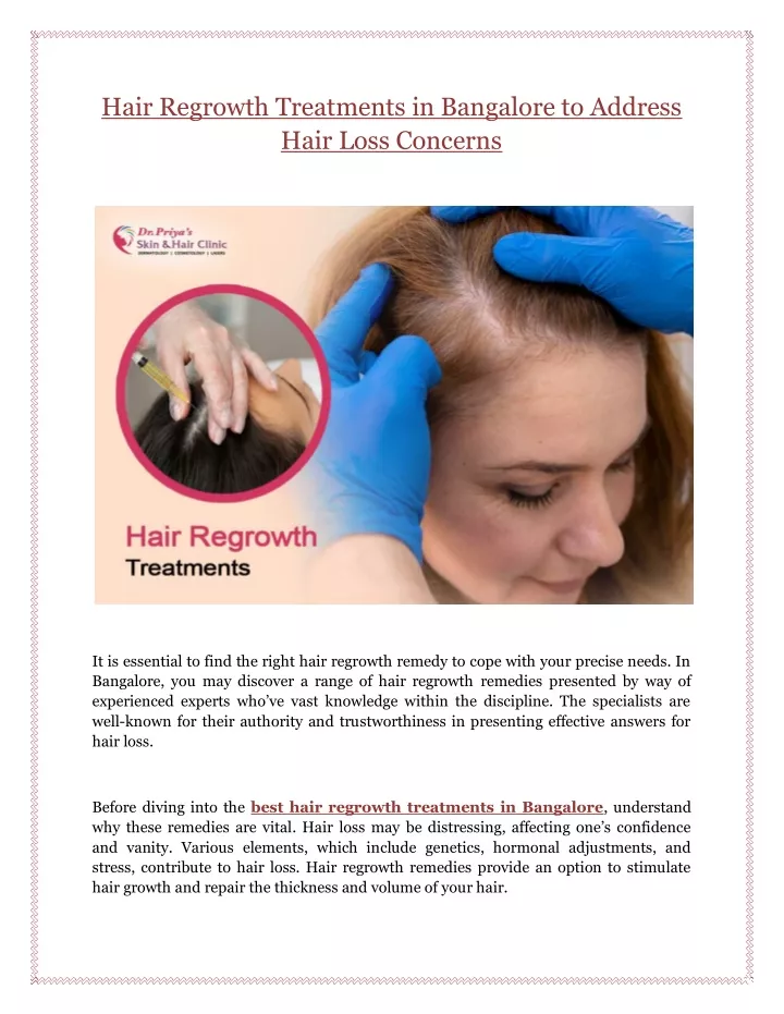 hair regrowth treatments in bangalore to address