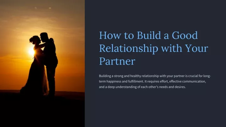 how to build a good relationship with your partner