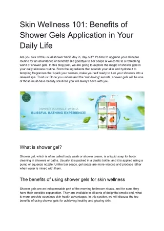 Skin Wellness 101_ Benefits of Shower Gels Application in Your Daily Life