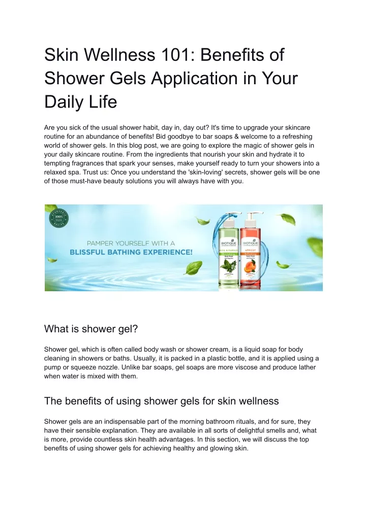 skin wellness 101 benefits of shower gels