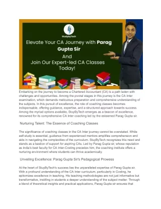 Elevate your CA jorney with Parag Gupta Sir