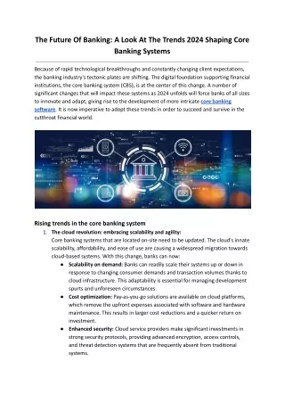 The Future Of Banking: A Look At The Trends 2024 Shaping Core Banking Systems