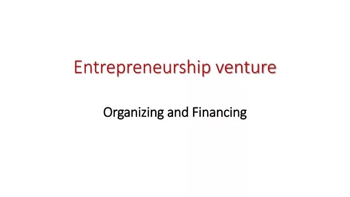 entrepreneurship venture