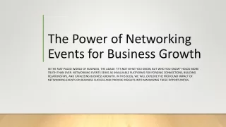 The Power of Networking Events for Business Growth