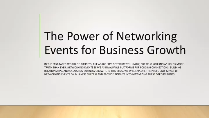 the power of networking events for business growth