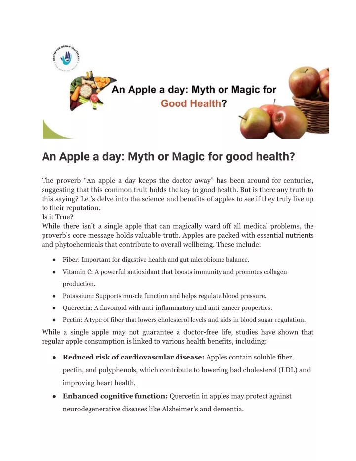 an apple a day myth or magic for good health