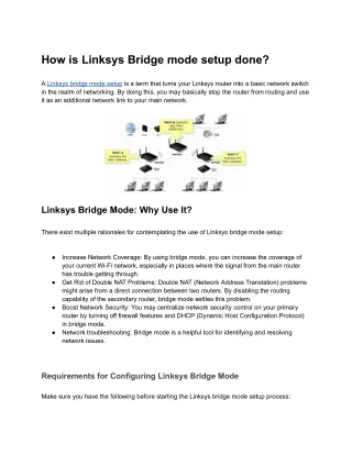 How is Linksys Bridge mode setup done