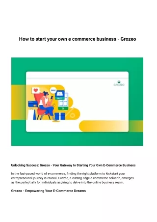 how to start your own e commerce business grozeo