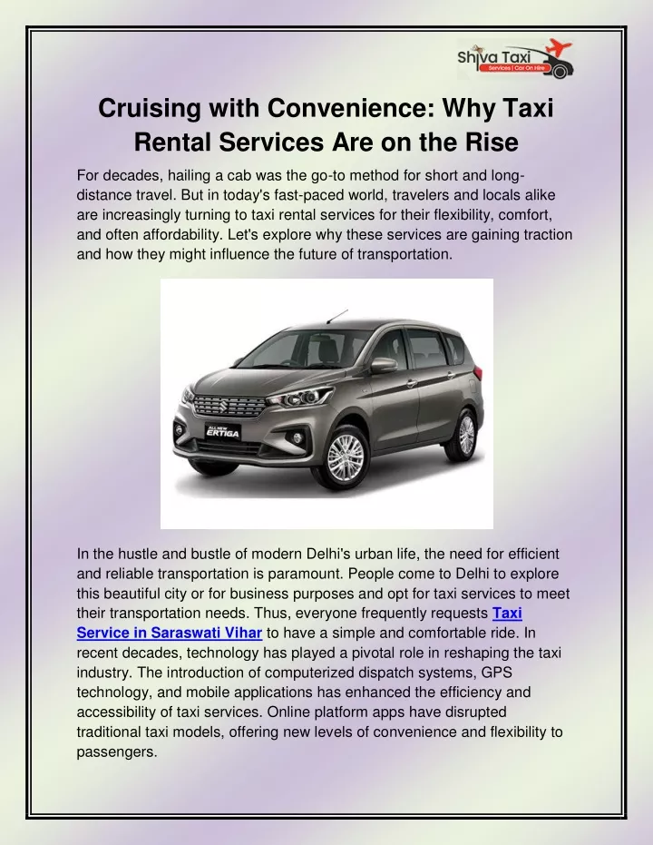 cruising with convenience why taxi rental
