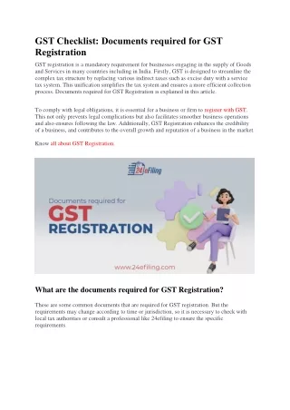 gst checklist documents required