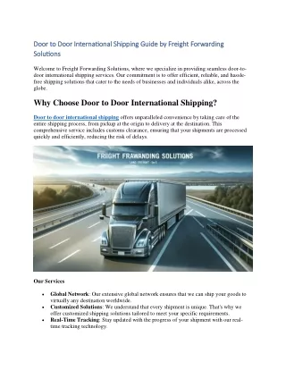 Door to Door International Shipping Guide by Freight Forwarding Solutions