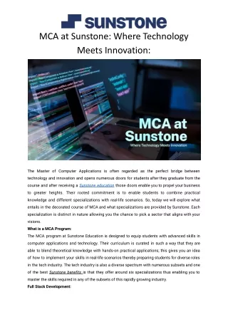 MCA at Sunstone: Where Technology Meets Innovation