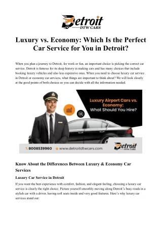 Luxury vs. Economy: Which Is the Perfect Car Service for You in Detroit?