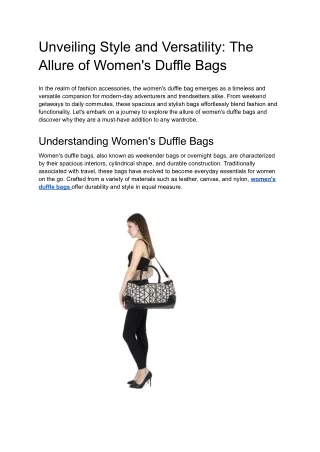 Unveiling Style and Versatility_ The Allure of Women's Duffle Bags
