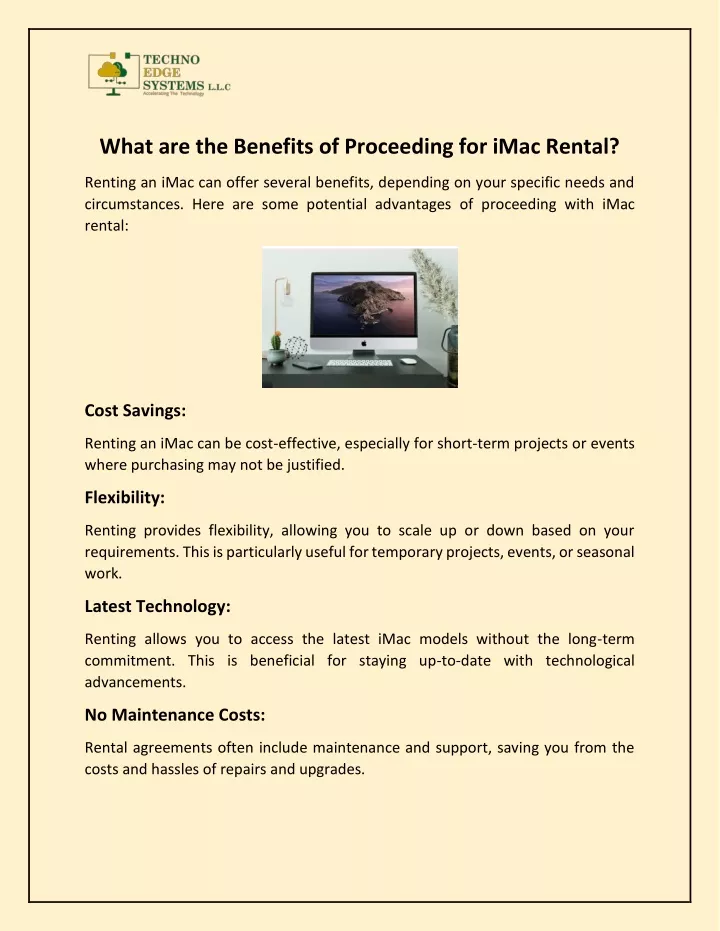 what are the benefits of proceeding for imac